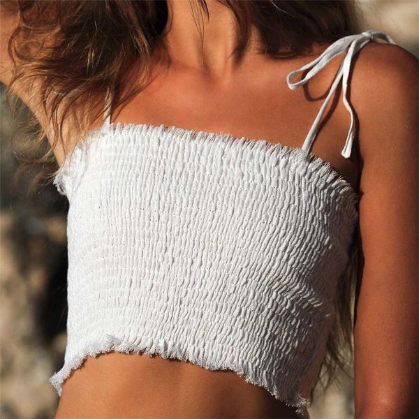 

твердые tie лук шифон пляжная верхней части пробки женщины моды ruched плиссированные crop top sexy бюстье тройники женские топы, White;black