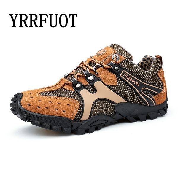 

yrrfuot summer new big size men outdoor shoes light breathable brand men hiking shoes non-slip soft bottom sneakers