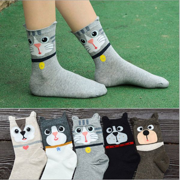 

three dimensional cute paparazzi pattern girl cotton socks cartoon cotton female retro personality trend tube socks, Black;white
