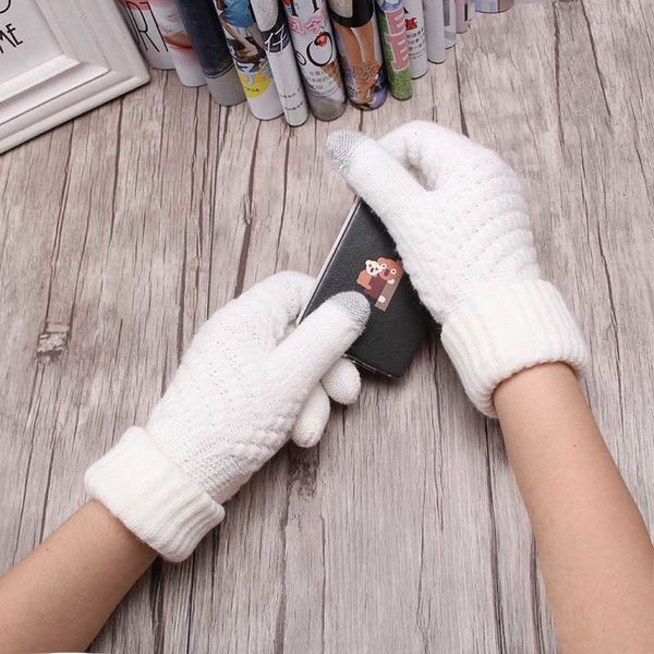 

h solid stretchy gloves women knitted mittens winter warm full finger gloves guantes female crochet hand accessories mitaine, Blue;gray