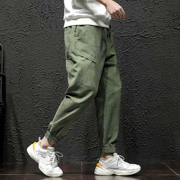 

men's pants 2021 arrivals peach skin fabric male loose trousers bound feet, Black