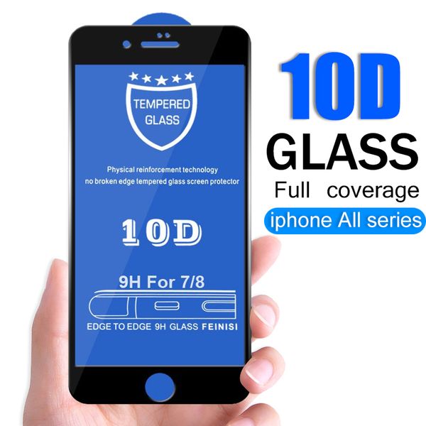 

full cover 10d for iphone 8 plus large curve drop glue tempered glass screen protector for iphone 11 7 8 max pro