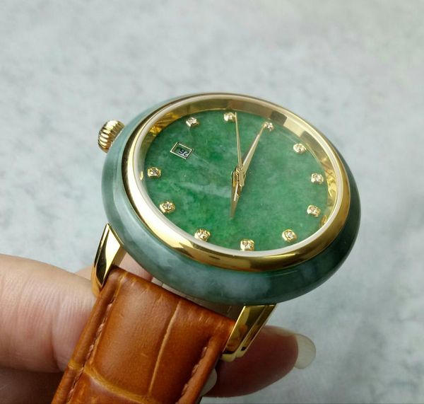 

new jade watch men watches trend automatic mechanical male clock ultra-thin creative retro business man watches, Slivery;brown