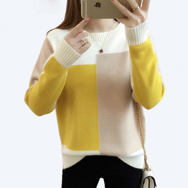 

winter women sweater women for fashion autumn patchwork knitted long sleeve pullover female tricot regular jumper pull femme, White;black