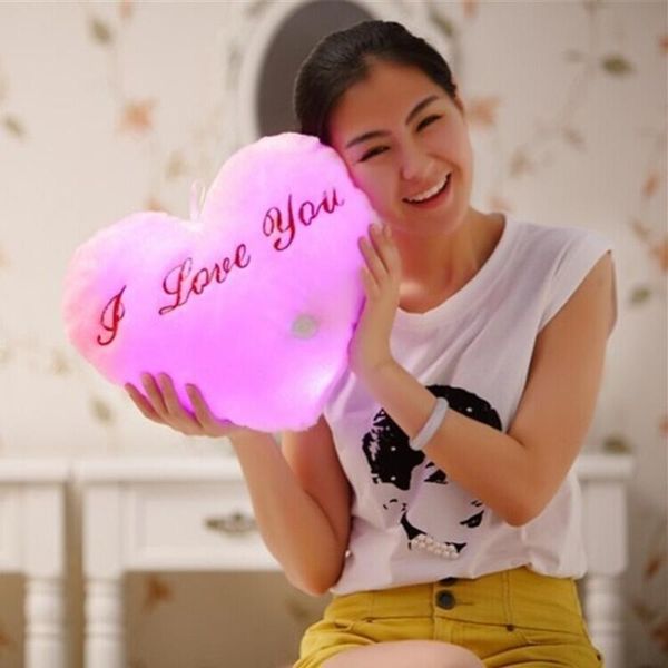 

cute love heart light подушка спинки комфорт спящий подушка led освещение плюшевые игрушки подушки для детей подарок на день рождения