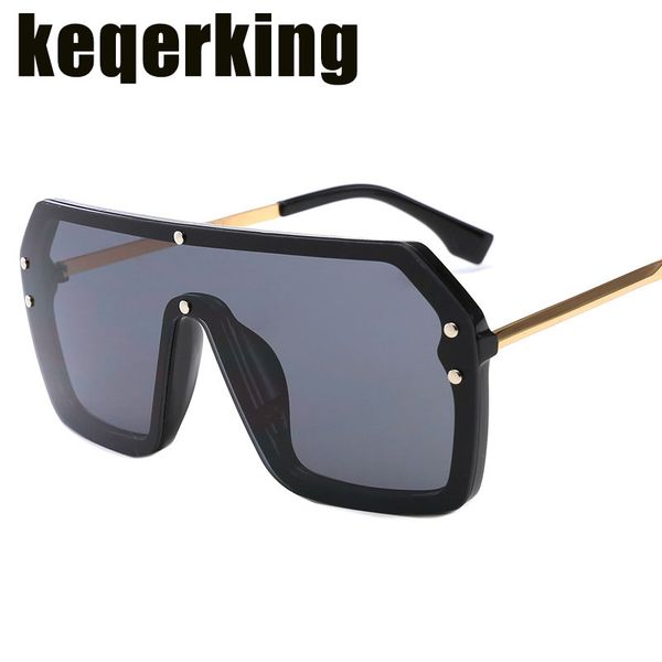 

hip-hop sunglasses exaggerated large frame conjoined sunglasses frameless men women letters lenses fashion, White;black