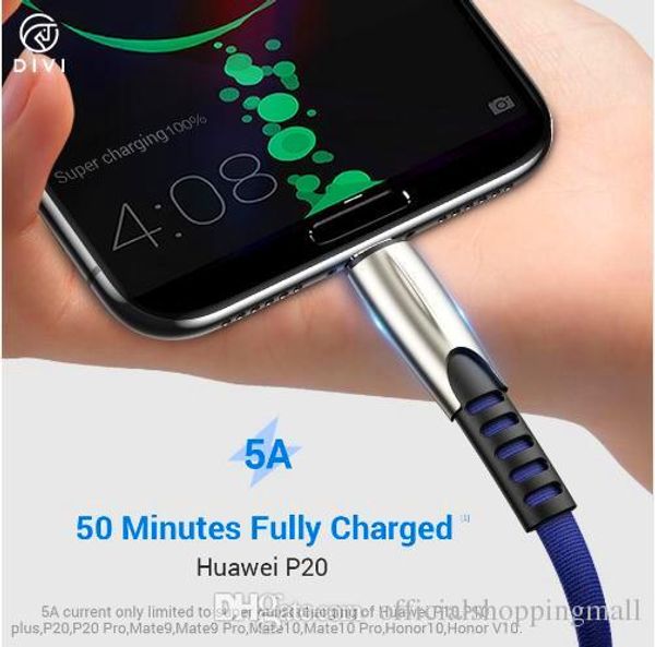 5A USB Tipo C Fast Charging Cabos USBC Tipo-C Cabo do cabo de dados Cabo Micro USB Cabo para S10 S8 NOTA 9 8 Huawei