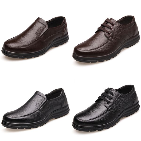 

new 2019 genuine leather shoes men flats fashion men's casual shoes brand man soft comfortable lace up black zh740