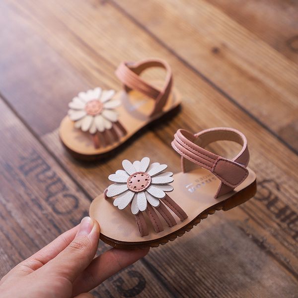 

girls' sandals 2020 summer new sweet sun flower princess shoes baby fashion breathable hollow toddler shoes, Black;red