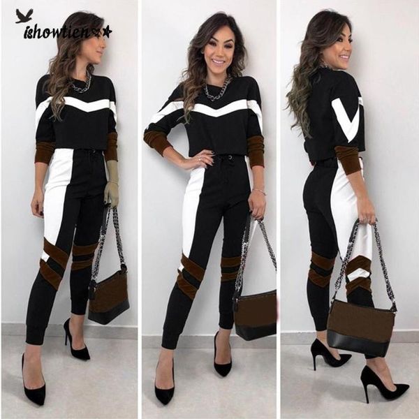 

women long sleeve patchwork tracksuits women sportswear casual gym clothing autumn sportwear yoga set fitness#0618, White;black