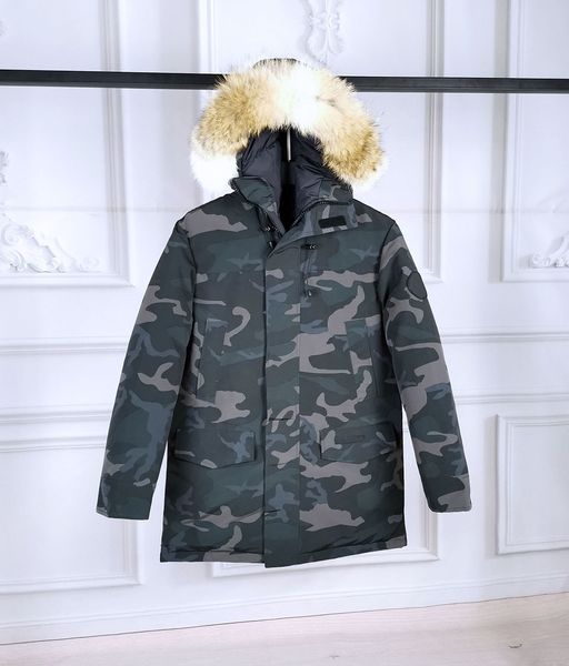 

mens winter jacket designer canada fashion brand down jacket warm goose down winter coat large fur collar hooded winter jackets, Black