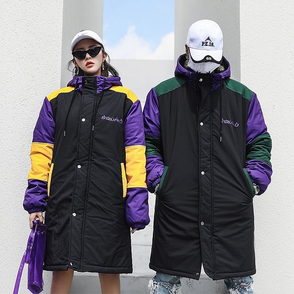 

men winter jacket thick warm parka fur hooded male winter coat cotton windbreaker jackets men, Black