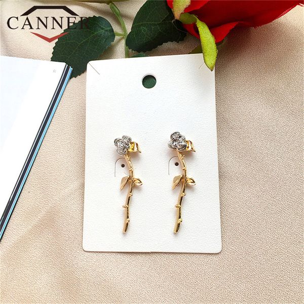 

canner creative romantic gold silver color rose earring exquisite alloy fashion jewelry dangle earring for women tw