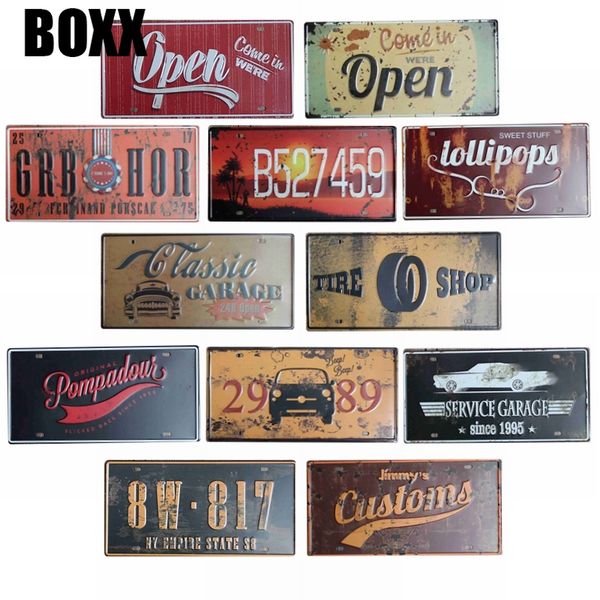 

классический гараж жестяная вывеска ретро номерного знака утюг роспись стен ktv бар кофе дома декор искусства гараж 30x15cm