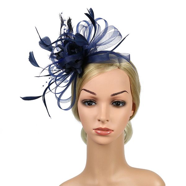 

коктейль derby day перо mesh банкет церковь люкс bowknot fedoras подарки чародей оголовье партия hat свадьба женщина, Blue;gray