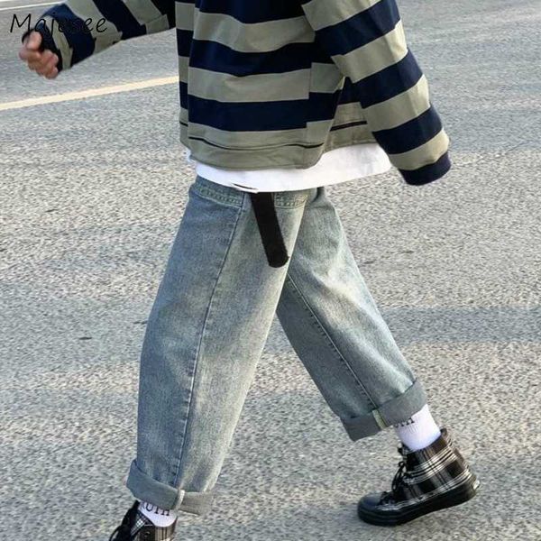 

men jeans solid chic plus size 3xl loose denim wide leg trousers simple harajuku all-match mens ins vintage streetwear, Blue