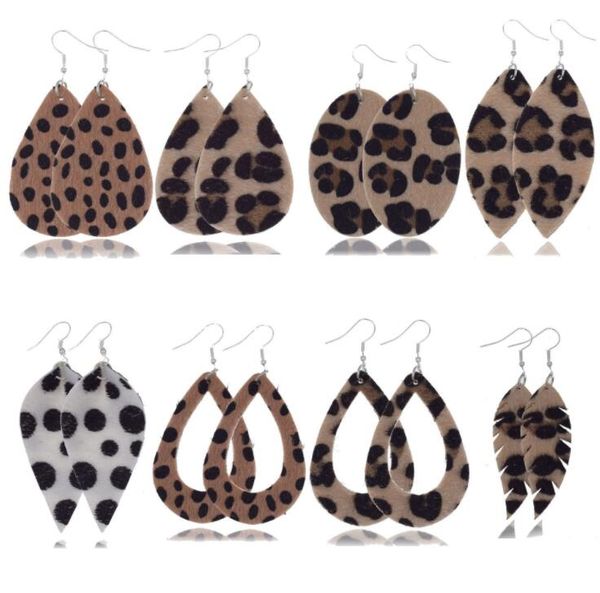 

леопардовый принт капли воды плюшевые кожаные серьги boho женский выдалбливают слеза мотаться очаровательный кулон крюк серьги для женщин св, Silver