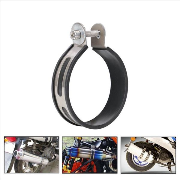 

universal motorcycle exhaust pipe muffler escape project carbon fiber holder clamp fixed ring support bracket lx9c