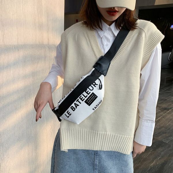 

printed letters women waist bag female street hip hop belt bag high-quality pu leather fanny pack shoulder crossbody bags purse