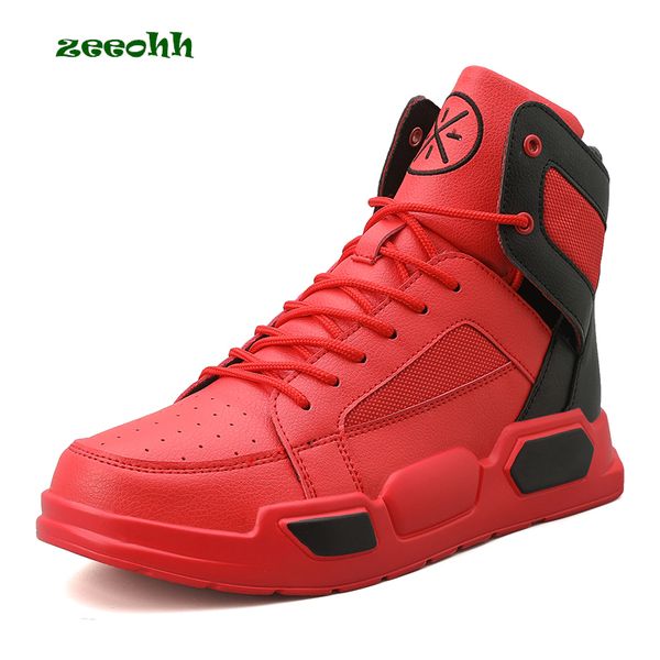 

autumn winter male lace up shoes men sneakers men boats hip hop shoes high lace up casual zapatos de mujer, Black