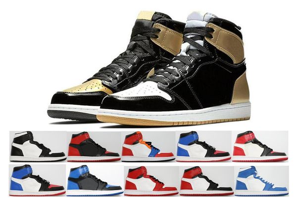 

1 og мужская баскетбольная обувь 2019 высочайшее качество запрещено разводят трехместный черный белый королевский синий топ 1с дизайнер спор