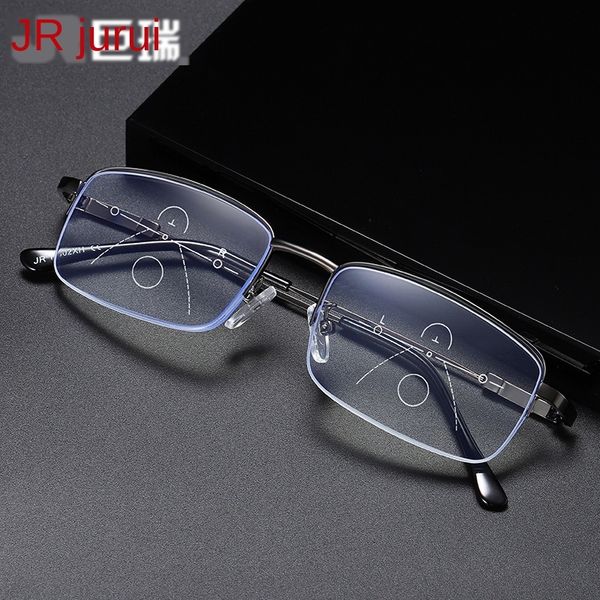 

jneqc elastic mirror glasses glasses leg remote and near dual-purpose presbyopic mirror anti-blue radiation internal progressive multi-focus, Silver