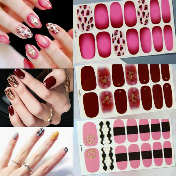 

korea fashion diy nail stickers beauty full cover self-adhesive glitter decals tips art manicure for nail art wraps pre-designs, Black