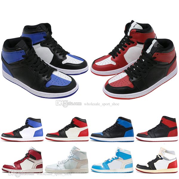 

New 1 top 3 Mens Basketball Shoes Chicago Bred Banned Black Toe UNC Royal Blue Shattered Backboard 1s men sports sneakers designer trainers