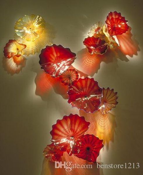 

modern abstract wall lamps oem mouth blown murano glass flower wall art craft beautiful plates art deco wall art