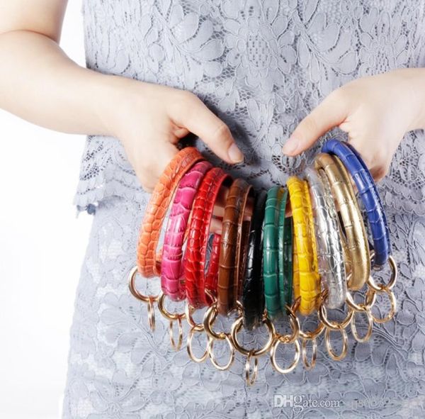 

charm bangle leather bracelet keychain sunflower serape leopard pu leather bracelets o key ring circle bracelet wristlet jewelry wrist strap, Slivery;golden