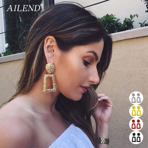 

vkme vintage earrings for women earrings jewelry geometric pendant 2019 metal pendant fashion trend jewelry party, Silver