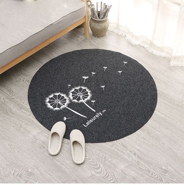 

80cm welcome waterproof door mat cartoon embroidery round kitchen rugs bedroom carpets decorative stair mats home decor crafts