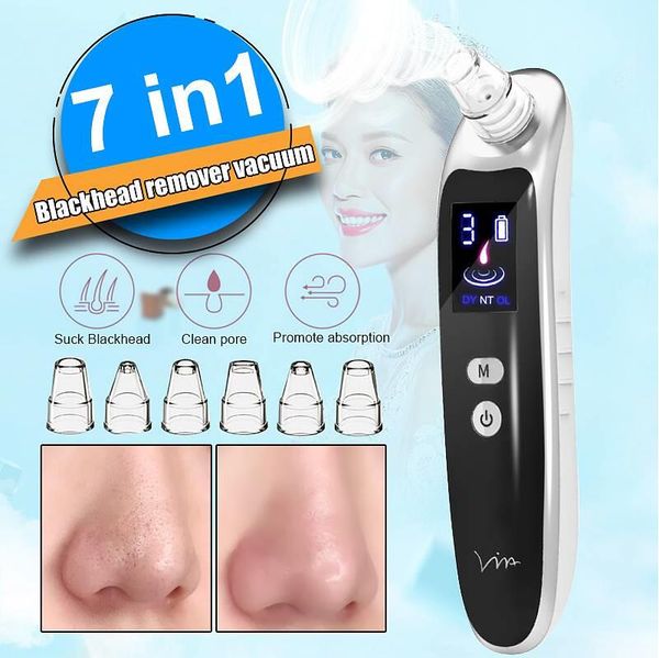 Rosto nariz Acne Preto Dot Pimple Blackhead Remover elétrica Blackhead Vacuum Cleaner Pore Skin Care Tools máquina com 6 Sucção