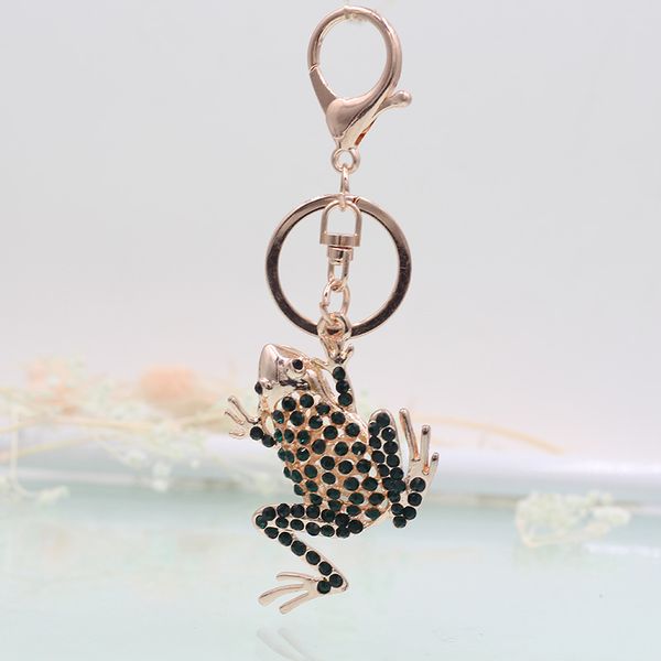

vick dolly rose gold fashion frog key chain multicolor crystal rhinestone car gift keychain women's satchel hanging jewelry, Silver