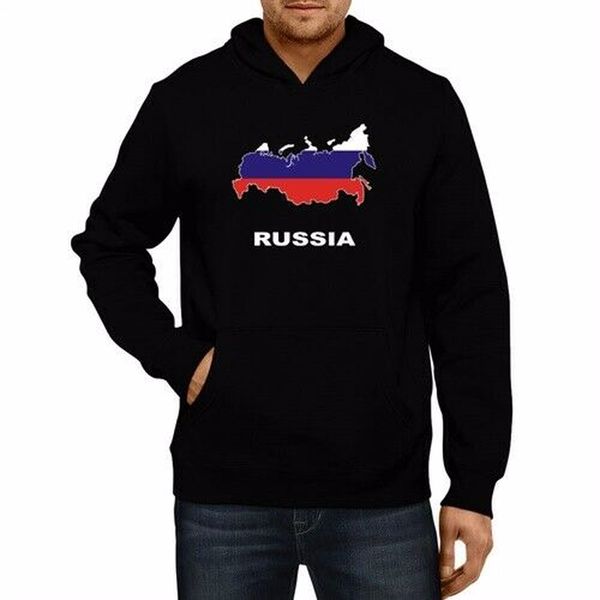 

russia country map color men's hoodie / sweatshirt, Black