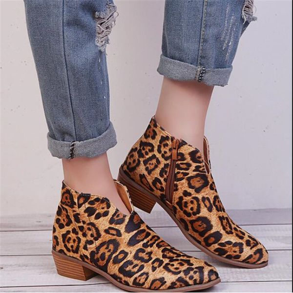 Hot Sale-Nova explosão modelos de inverno sapatos Outono mulheres nuas botas V profundo sensuais Botas do leopardo tamanho grande Esportes mulheres