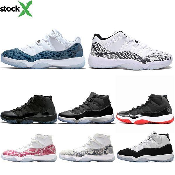 

new 11 navy pink snakeskin 11s concord 45 men basketball shoe bred space jam cap and gown mens trainer sports sneakers online sale, Black