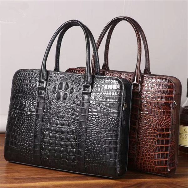 

kaisiludi crocodile-print men's and women's handbag leather computer briefcase business shoulder fashion large-capacity satchel