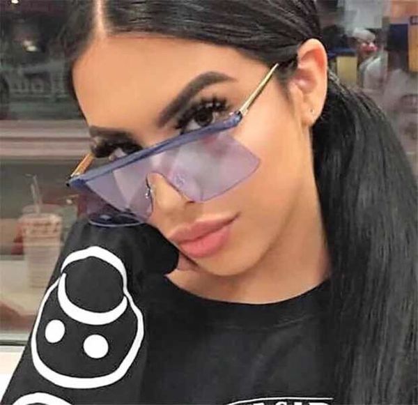 

wholesale- sunglasses rimless frame connection lens uv400 women designer uv protection lens steampunk summer square style come with package, White;black