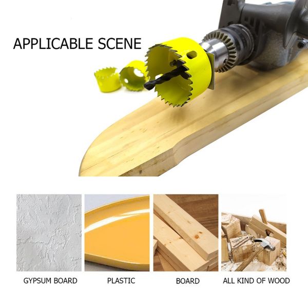 

woodworking hole saw kit with wood core drill bit mandrels hex key and install plate for plasterboard 8/11/16pcs