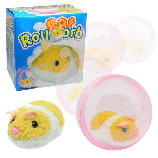 

electric rolling rotating ball cat toy transparent ball pet toy with plush small hamster doll cat exercise toys