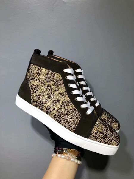 

spikes red bottoms pik studded sneakers women men luxury designer boots flat casual red sole autumn winter casual shoes, Black