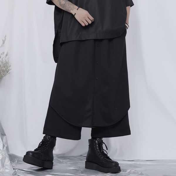 

мода 2020 мужских брюки punk joggers сыпучего solid color personality юбка брюки мужчина streetwear повседневных неправильные штаны incerun, Black