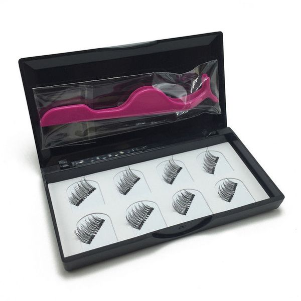 

8 pcs magnetic eyelashes reusable double magnet false eye lashes & tweezer