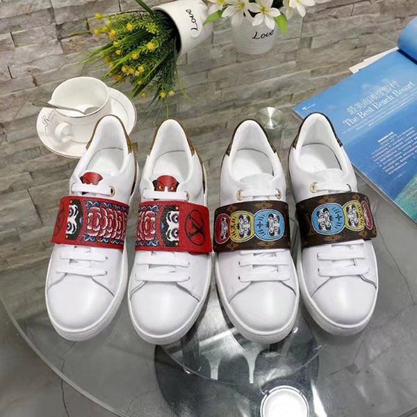 

2020 women desingers sneakers stylish time out simple leather high end low cut women magic stickers running shoes, Black