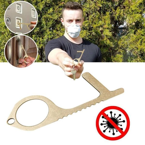 

louleur alloy anti-contact isolation key chain door opener preventing protective isolation key security keychain wholesale, Silver