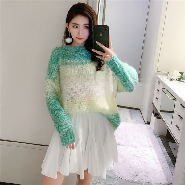 

gruiiceen new 2019 autumn women's sweaters half turtleneck pullovers fashion knitting batwing sleeve gy2019226, White;black