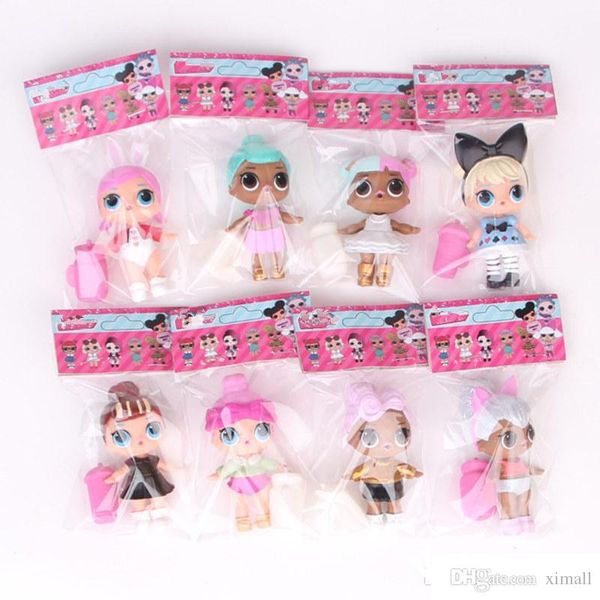 

9cm lol doll with feeding bottle american pvc kawaii children toy anime action figure reali tic reborn doll for kid girl 8pc lot