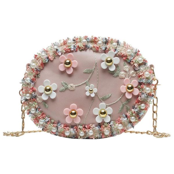 

женщины цветочные кружева поддельный pearl декор мини цепи телефона мешок плеча crossbody мешок