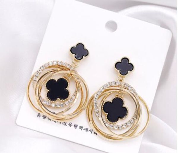 

elegant women letters design earrings double layers crystal pearl ear studs earrings women girl wedding jewelry accessories 02, White